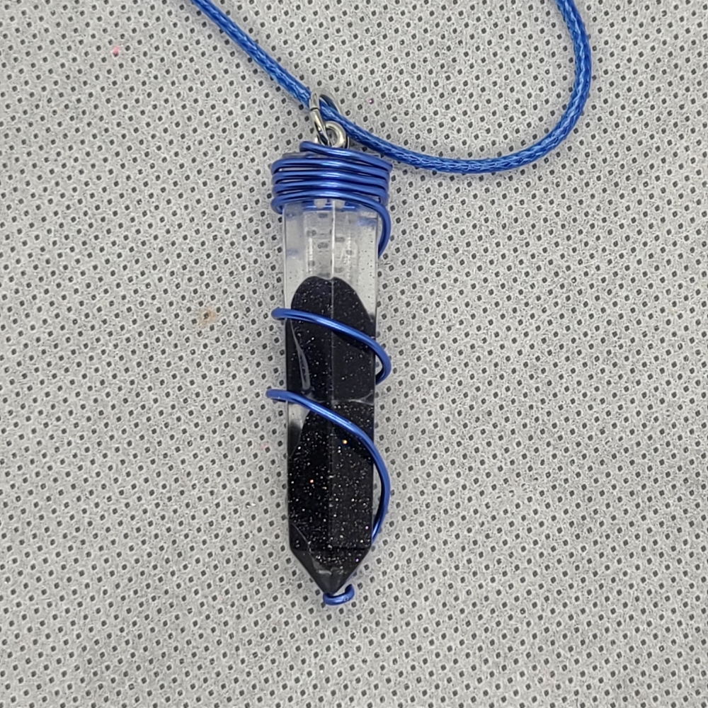Handcrafted Blue Sandstone Crystal Necklace